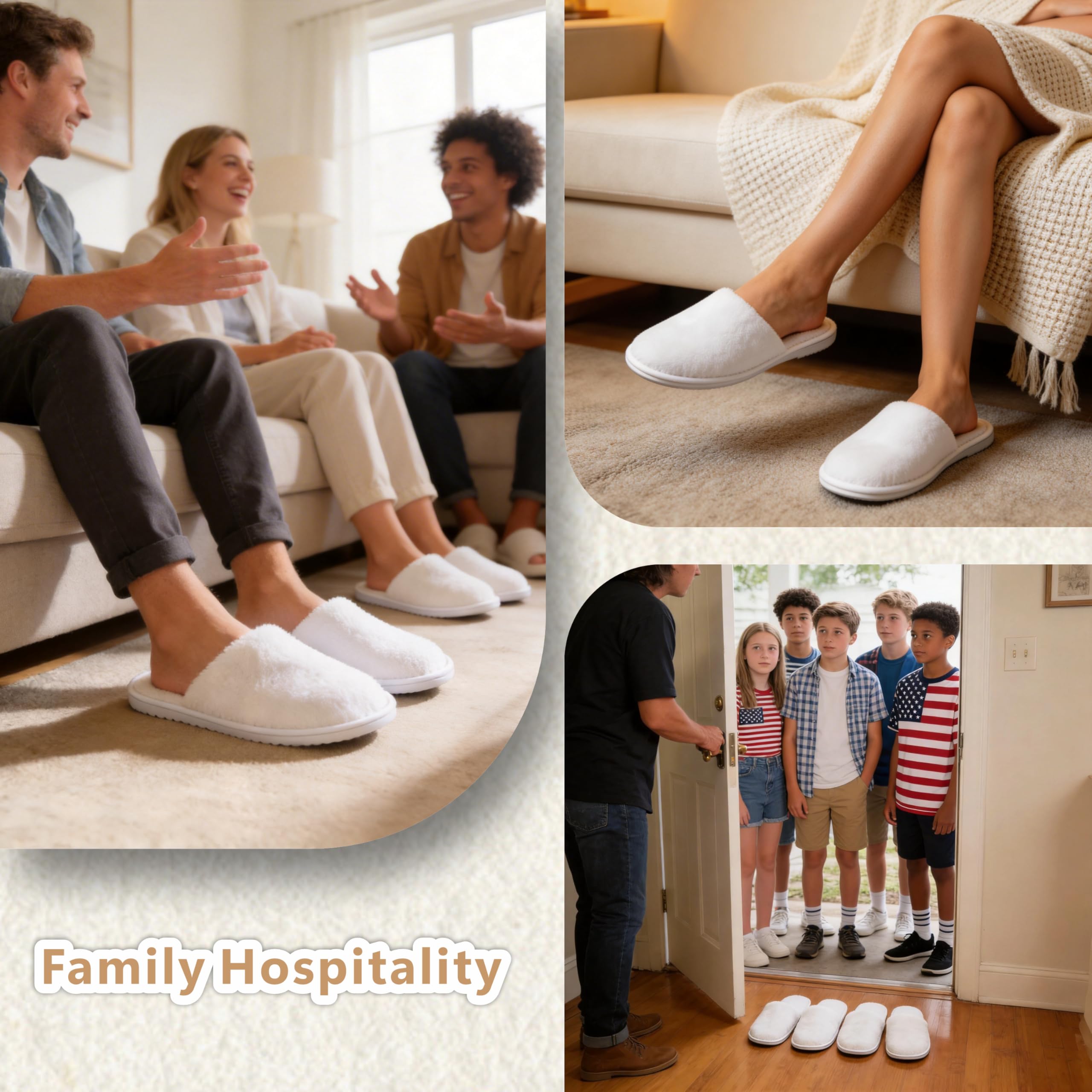 White coral fleece guest slippers showing soft texture