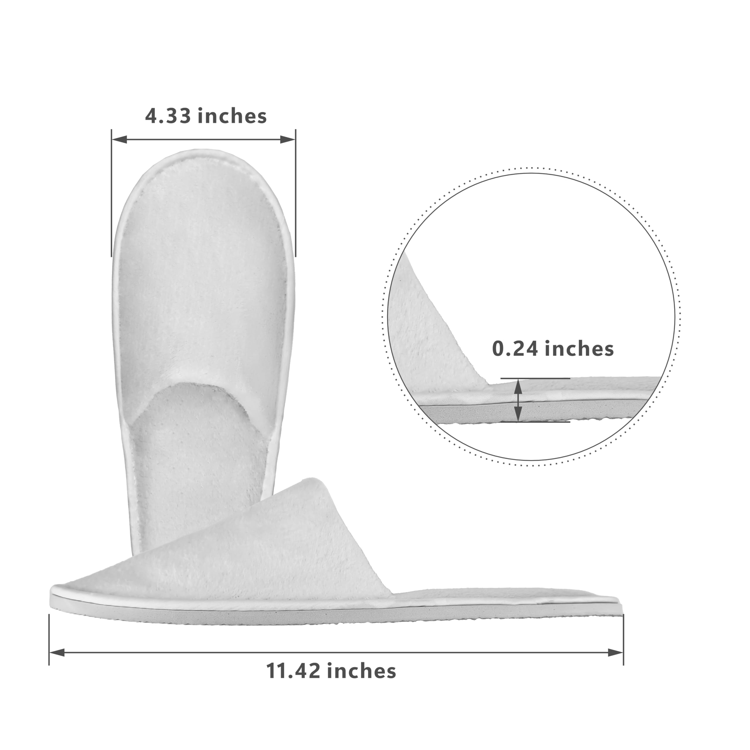 Side view of comfortable closed-toe spa slippers for home