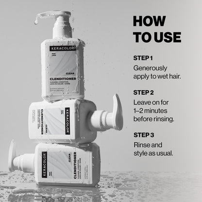 A lifestyle shot of the luxury imported hair co wash bottle on a bathroom shelf