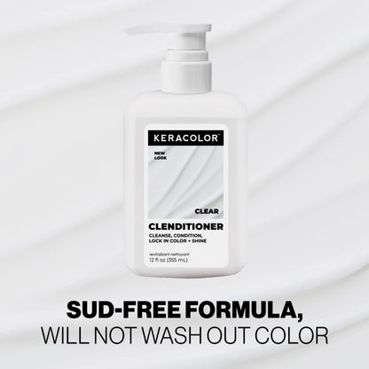 Keracolor Clenditioner clear formula showing the sleek professional salon bottle design