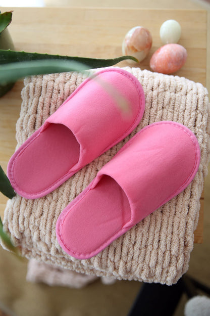 Ten pairs of CHOCHILI pink terry cotton spa slippers individually packed in non woven wrap