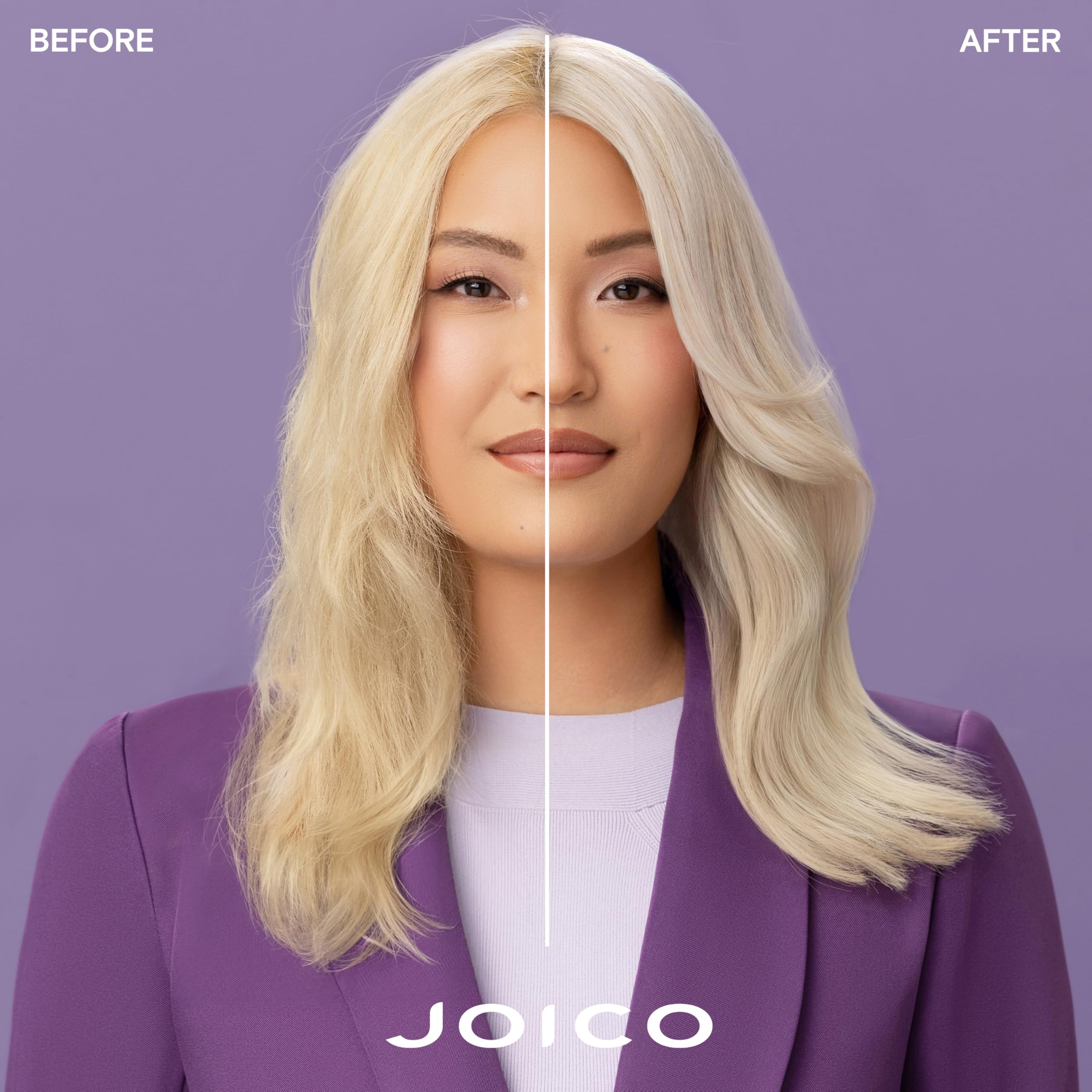 Joico anti-brass purple conditioner 1 Liter salon size bottle highlighting the key ingredients list.