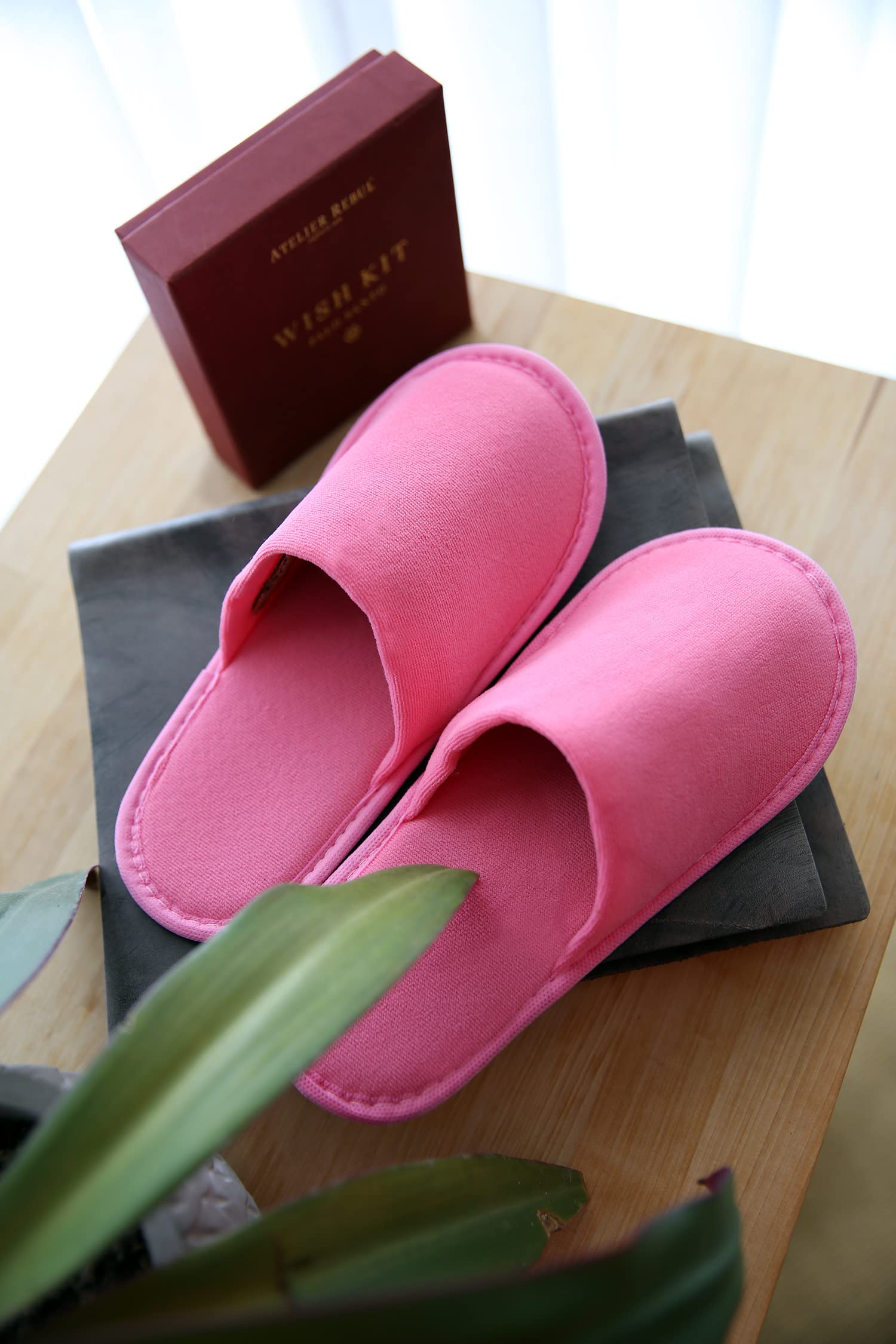 Premium CHOCHILI pink wedding and salon guest slippers layout for hospitality use