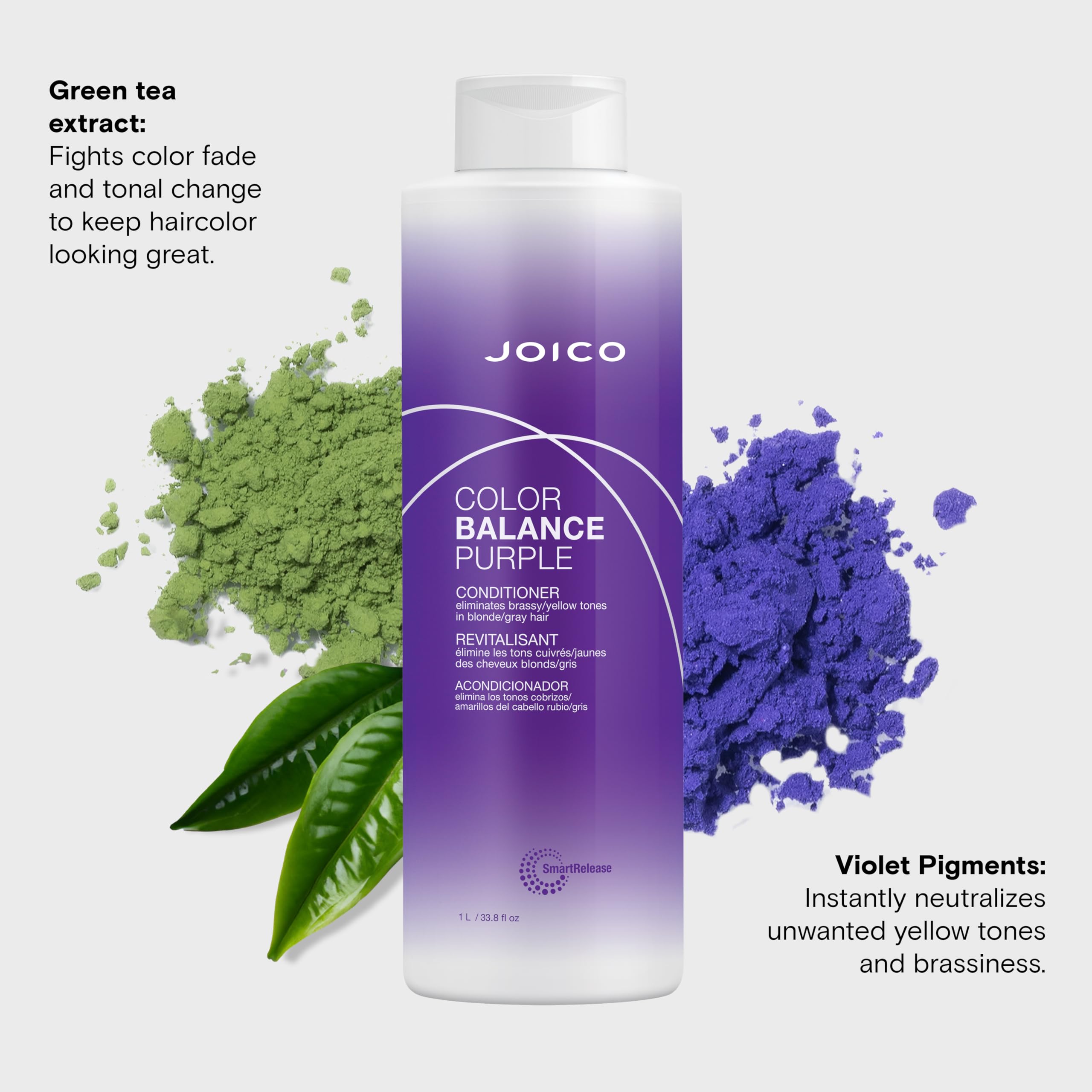Close up of the SmartRelease technology description on the Joico Color Balance bottle.