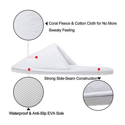 AhfuLife deluxe coral fleece white slippers showing the slip resistant bottom sole