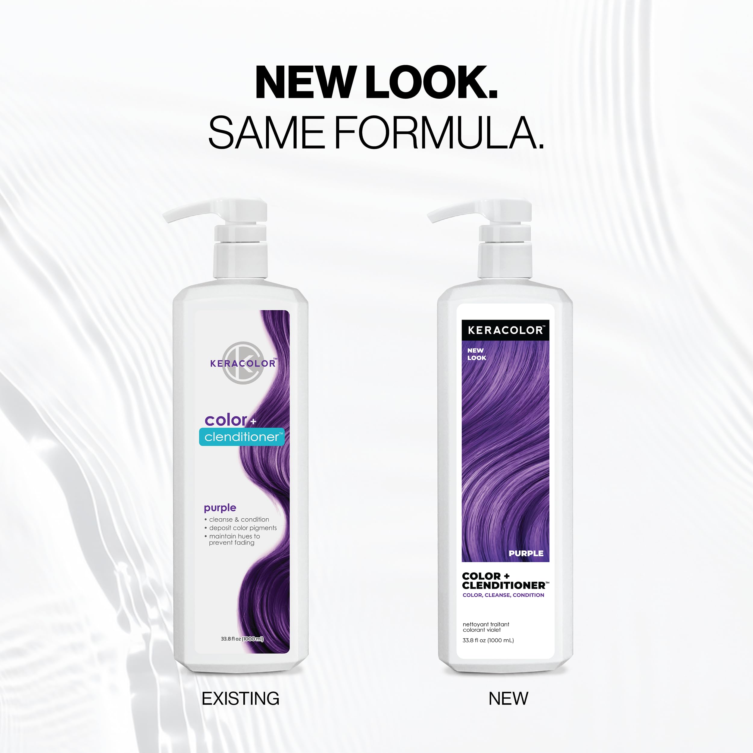 Keracolor 3 in 1 purple hair color depositing cleansing conditioner showing back label text and instructions