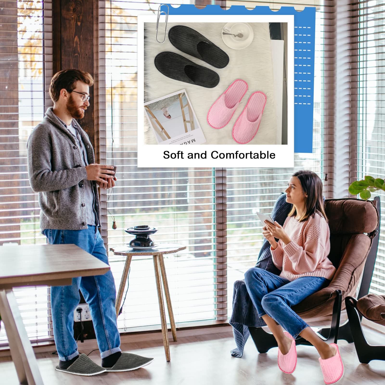 Soft coral fleece texture of Zhehao guest spa slippers