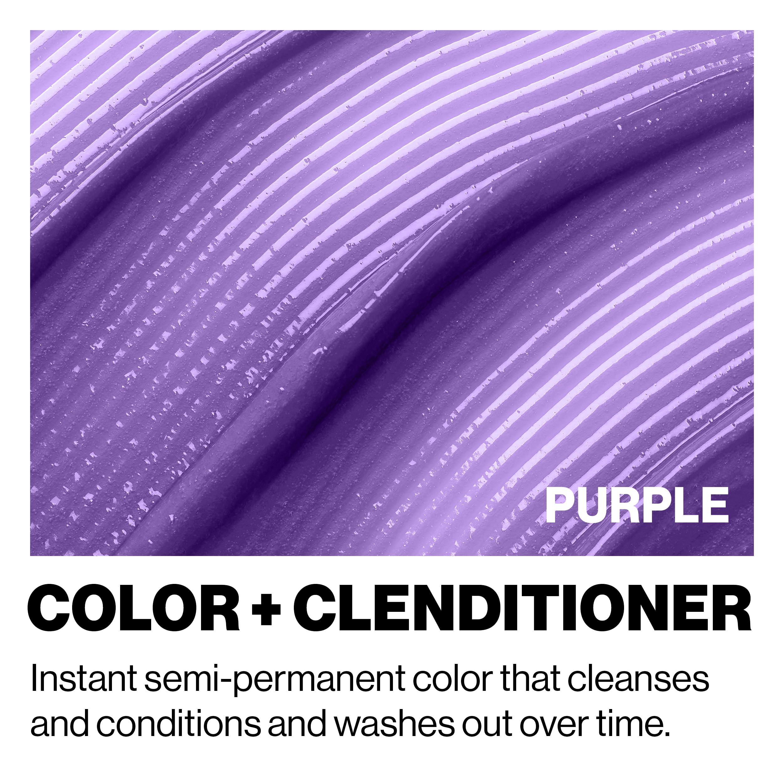 Texture shot of purple hair coloring clenditioner cream being squeezed from a 33.8 fluid ounce salon size pump