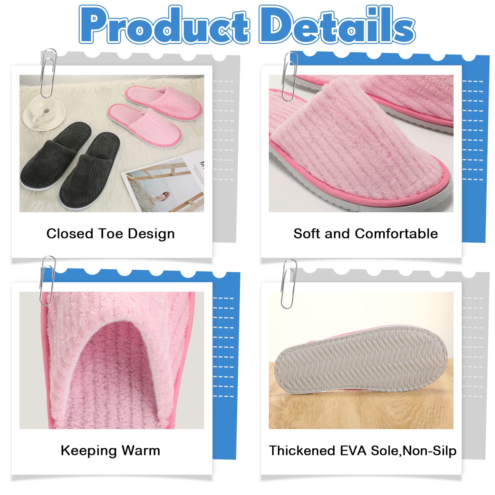 Zhehao pink and gray washable slippers for guests