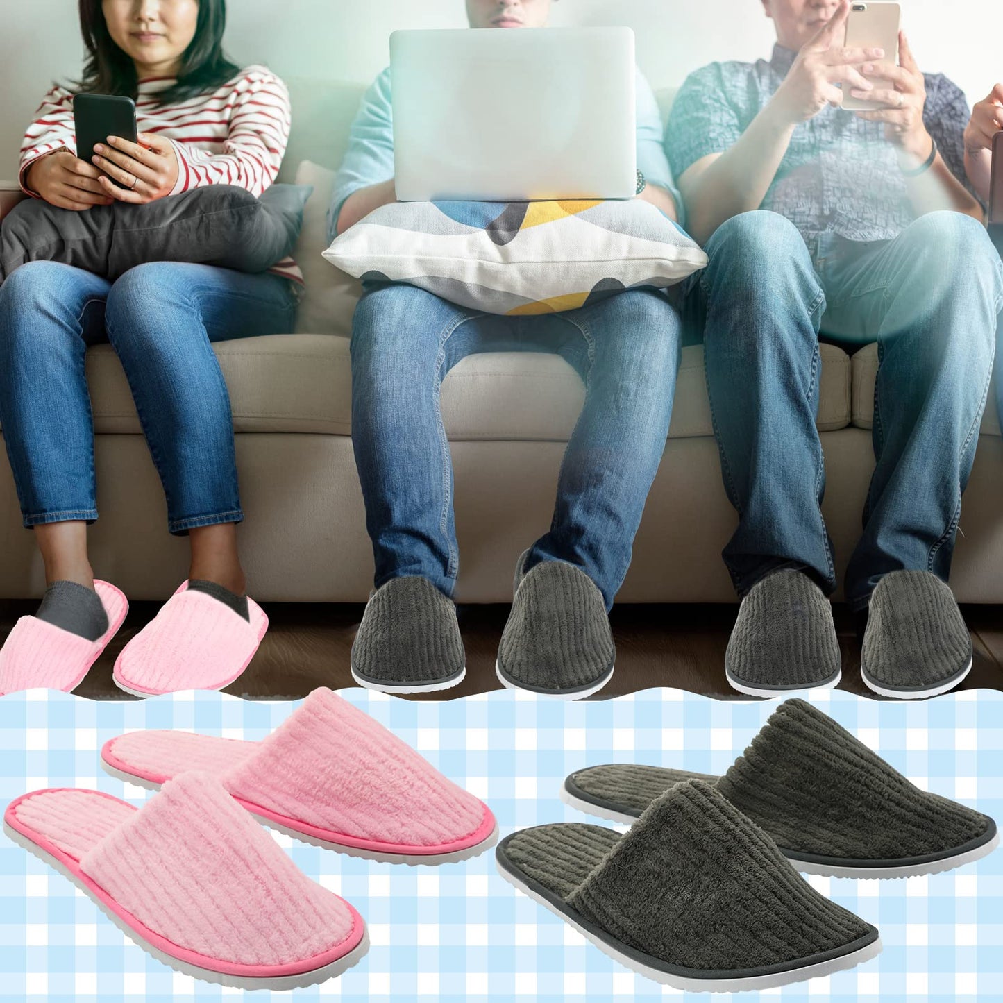Bulk set of Zhehao breathable travel and home slippers