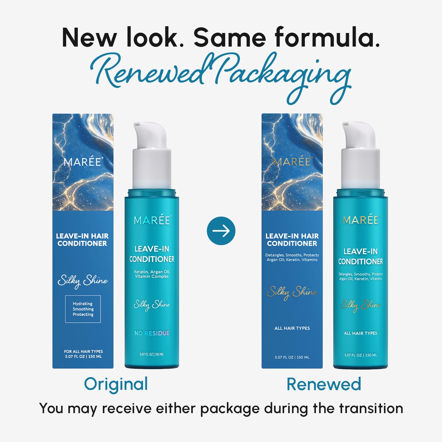 MAREE Leave In Conditioner Keratin Treatment product packaging showing ingredients and directions