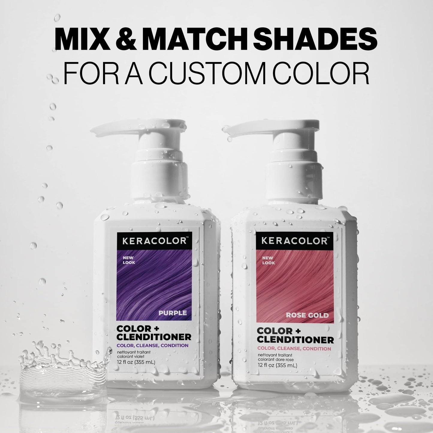 Keracolor conditioning hair wash collection emphasizing the large size purple variant bottle