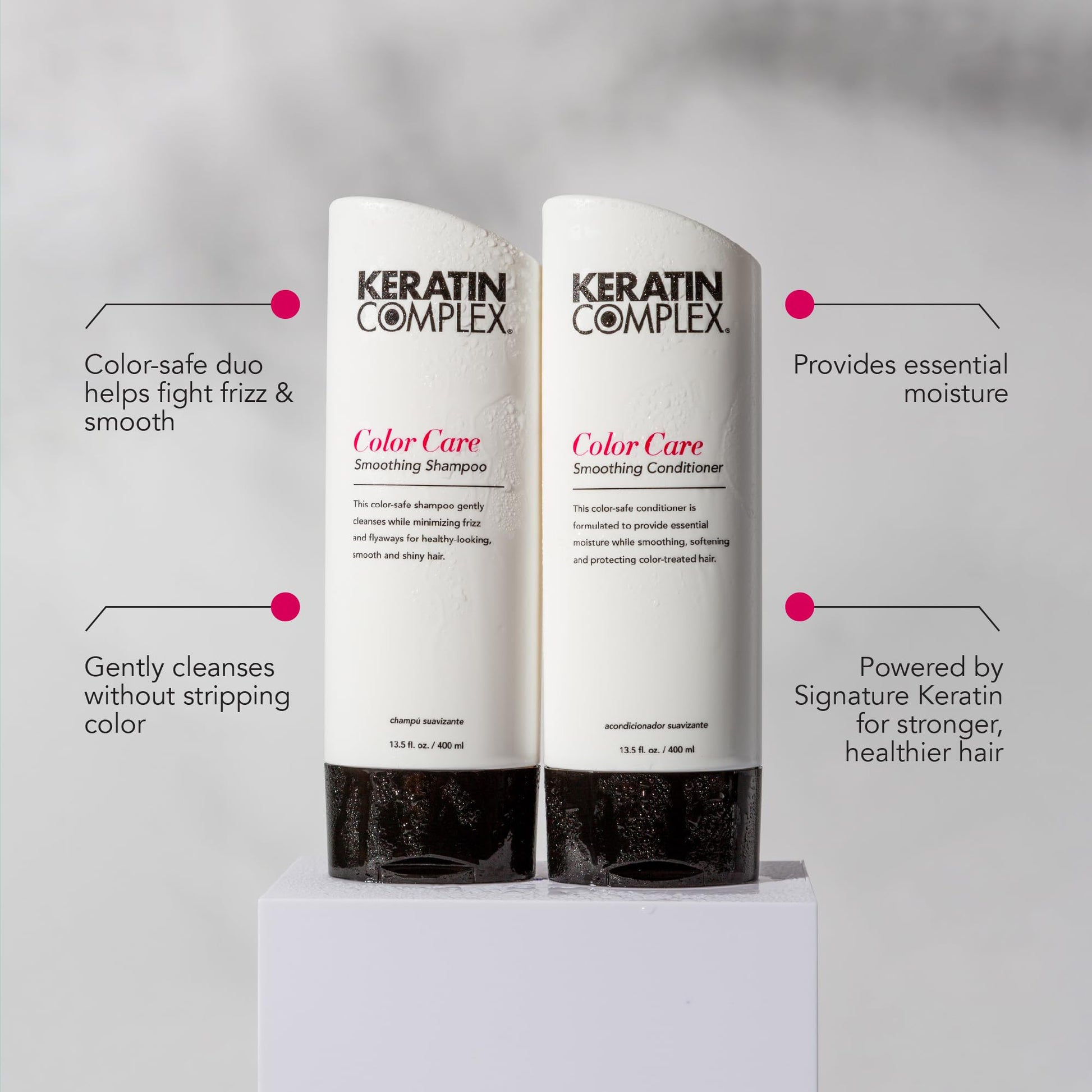 Keratin Complex Color Care Conditioner bottle placed upright showing its sleek salon packaging