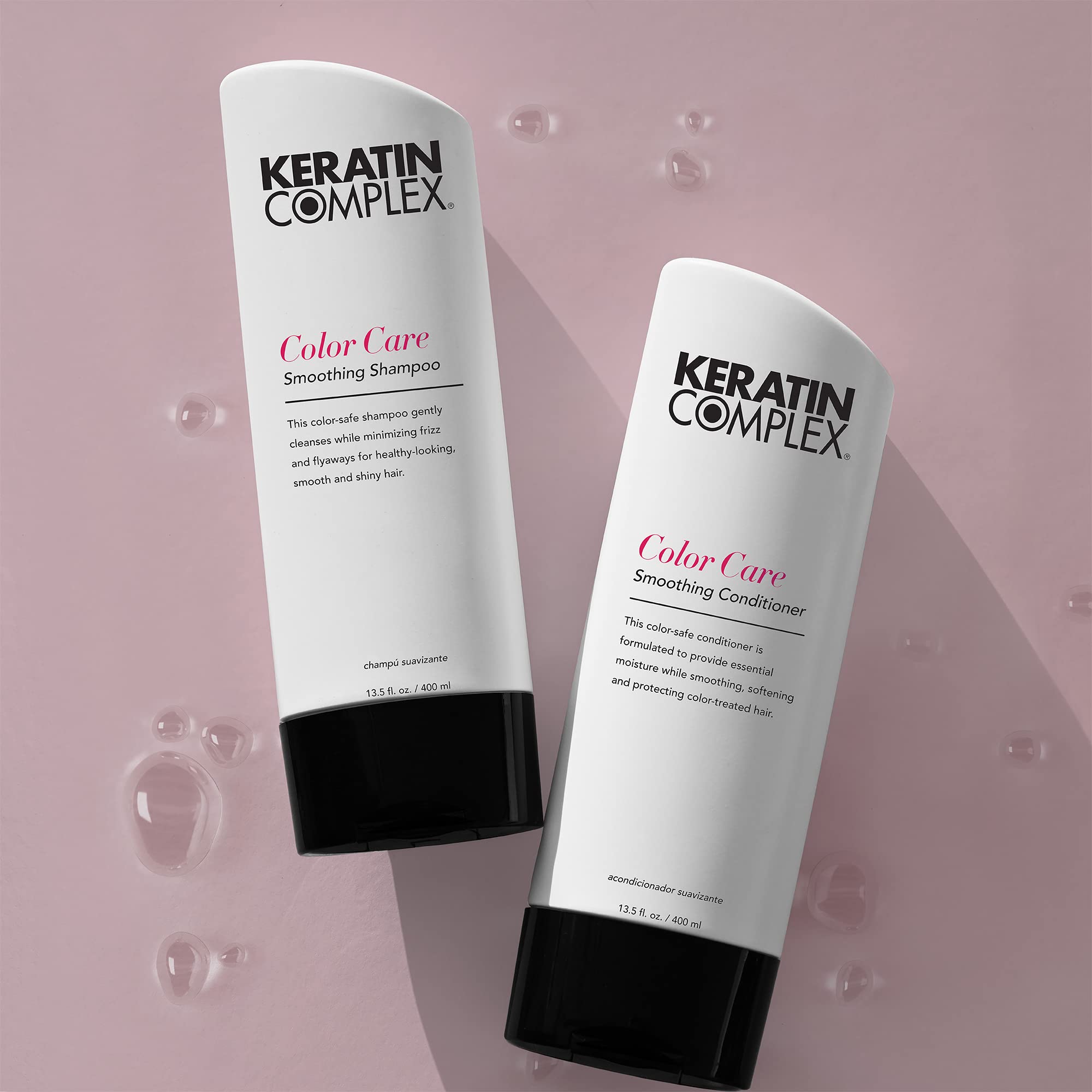 Texture shot of the white smoothing cream conditioner from the Keratin Complex brand