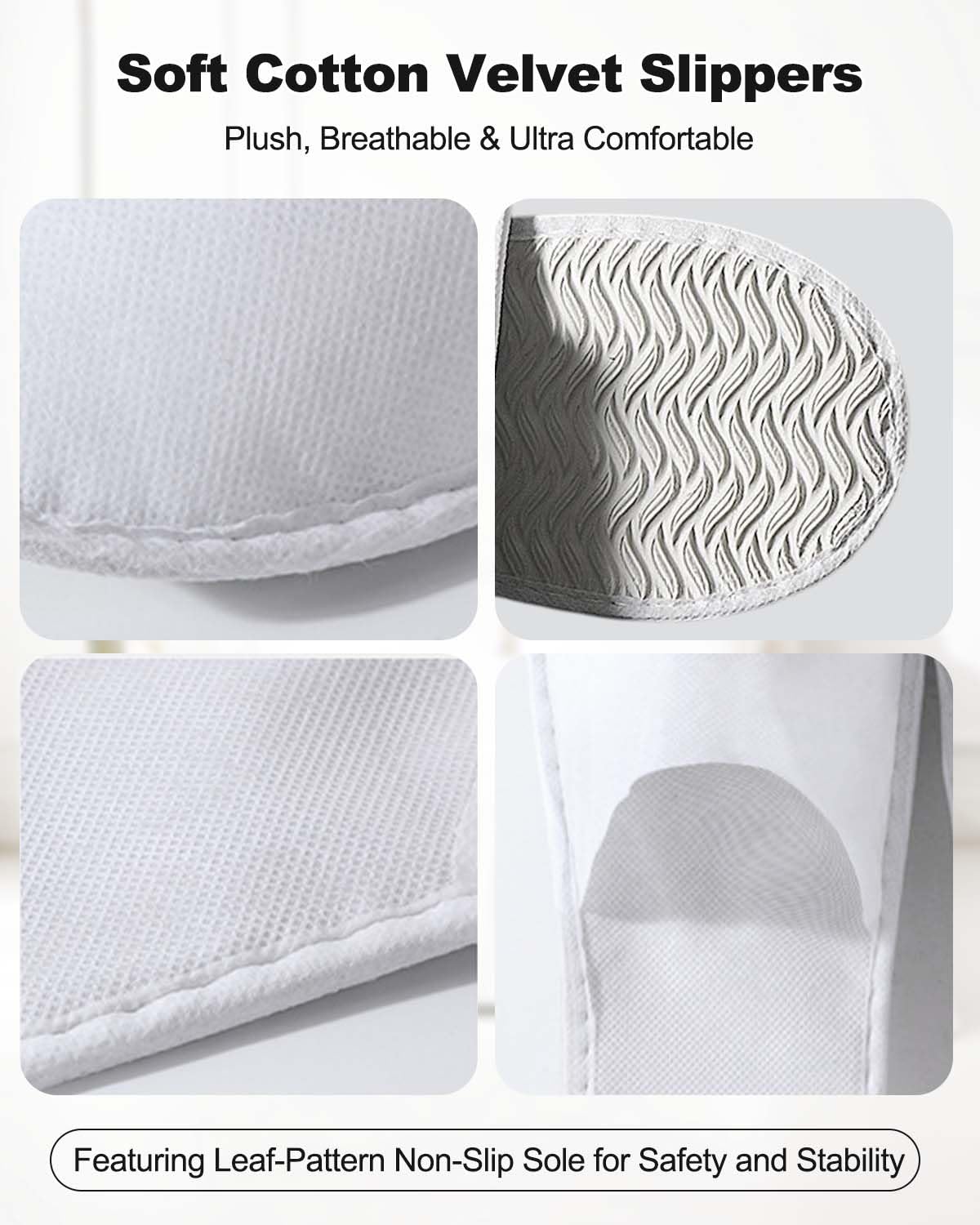 Side view of CarryEpic disposable spa slippers with willow leaf sole