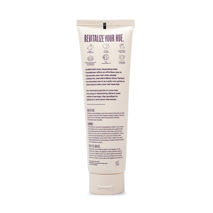 Back of the Overtone Purple for Brown hair conditioner packaging with usage directions and ingredients.