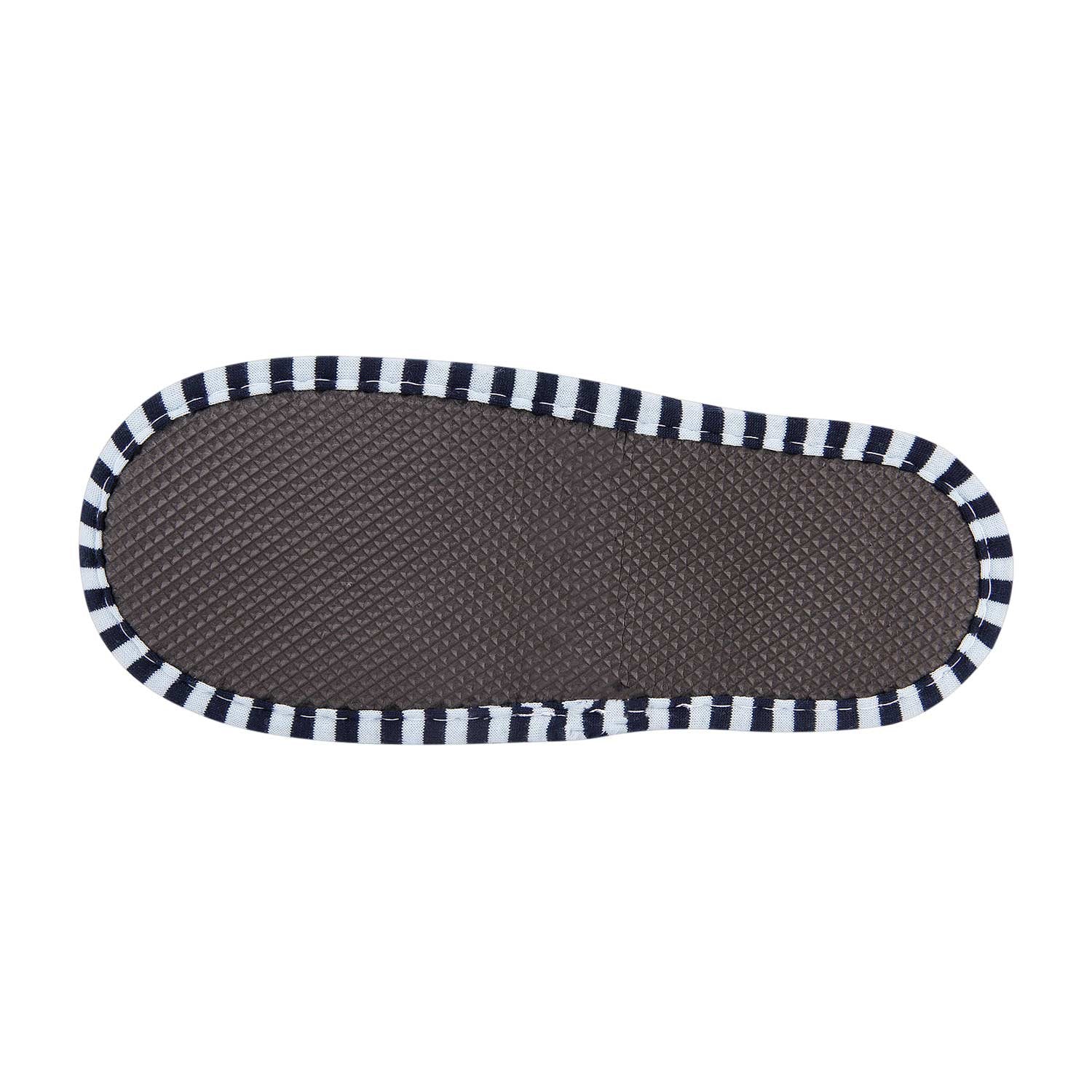 Top down view of breathable cotton indoor guest slippers