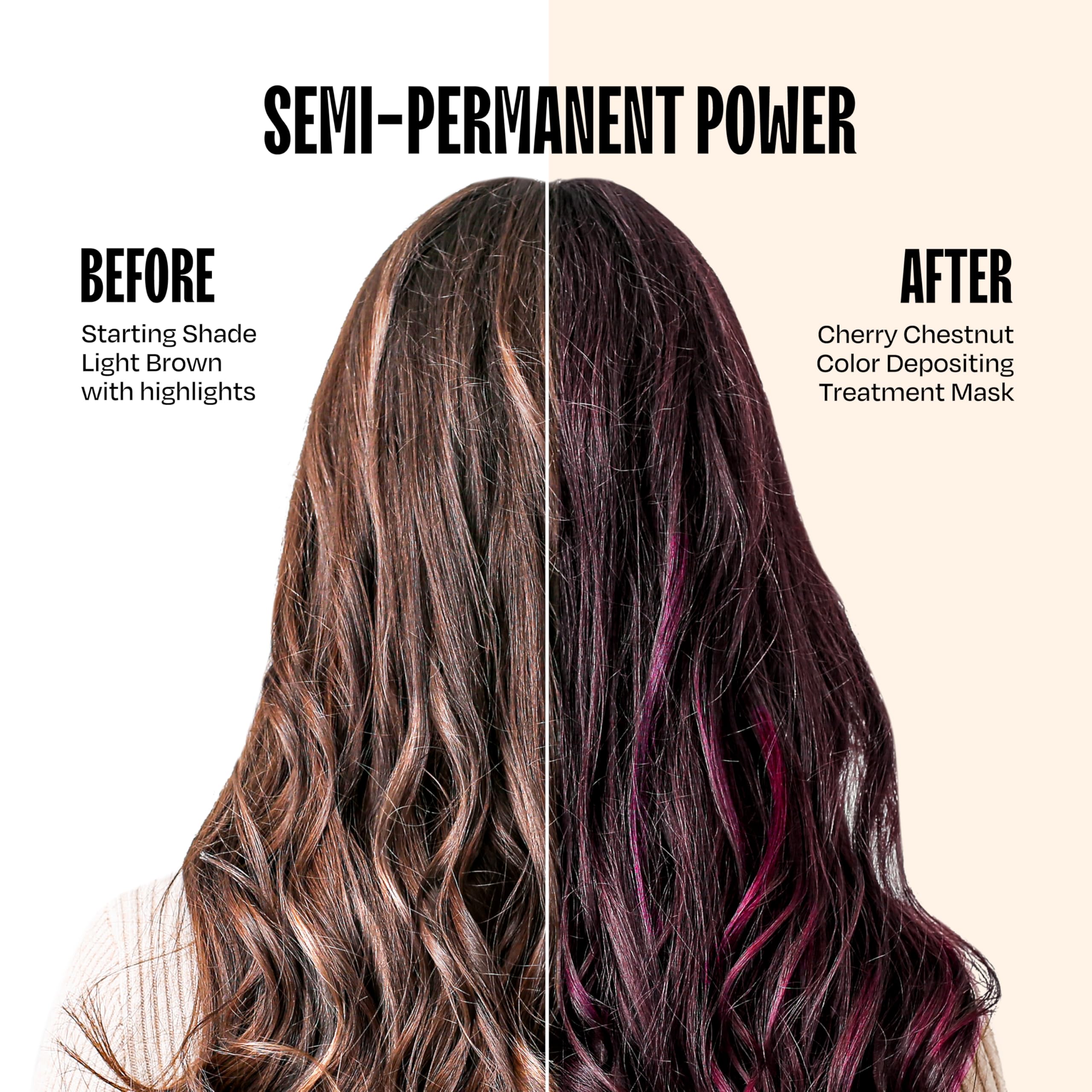 Back label of Overtone Cherry Chestnut semi permanent mask showing detailed directions and product information.