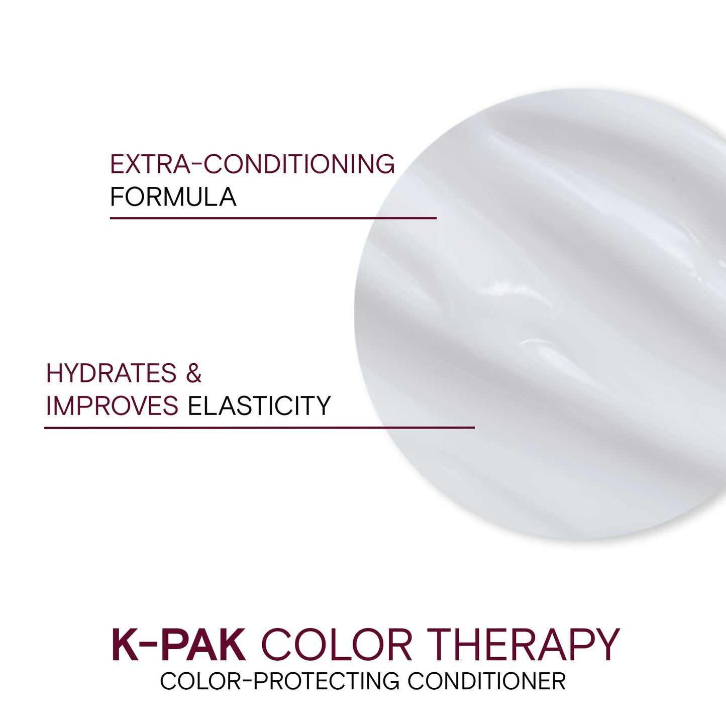 Close up view of Joico K-PAK Color Therapy professional hair repair conditioner pump bottle.