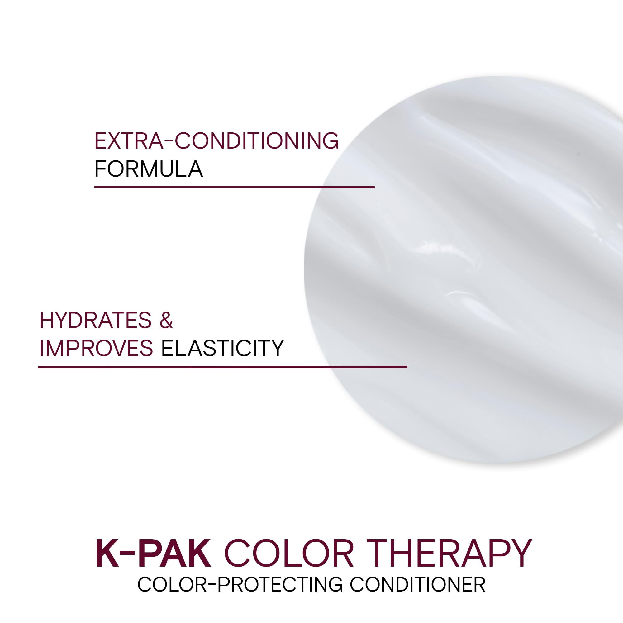 Close up view of Joico K-PAK Color Therapy professional hair repair conditioner pump bottle.