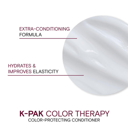 Close up view of Joico K-PAK Color Therapy professional hair repair conditioner pump bottle.