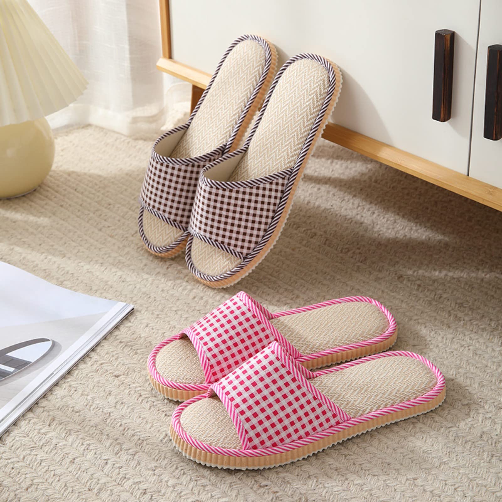 Biroris indoor guest slippers with non-slip EVA sole detail