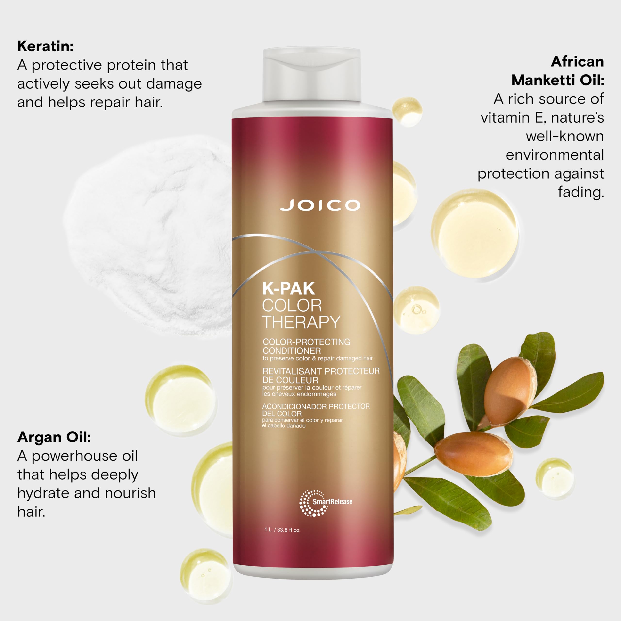 Authentic USA imported Joico K-PAK salon size conditioner bottle for protecting hair color.