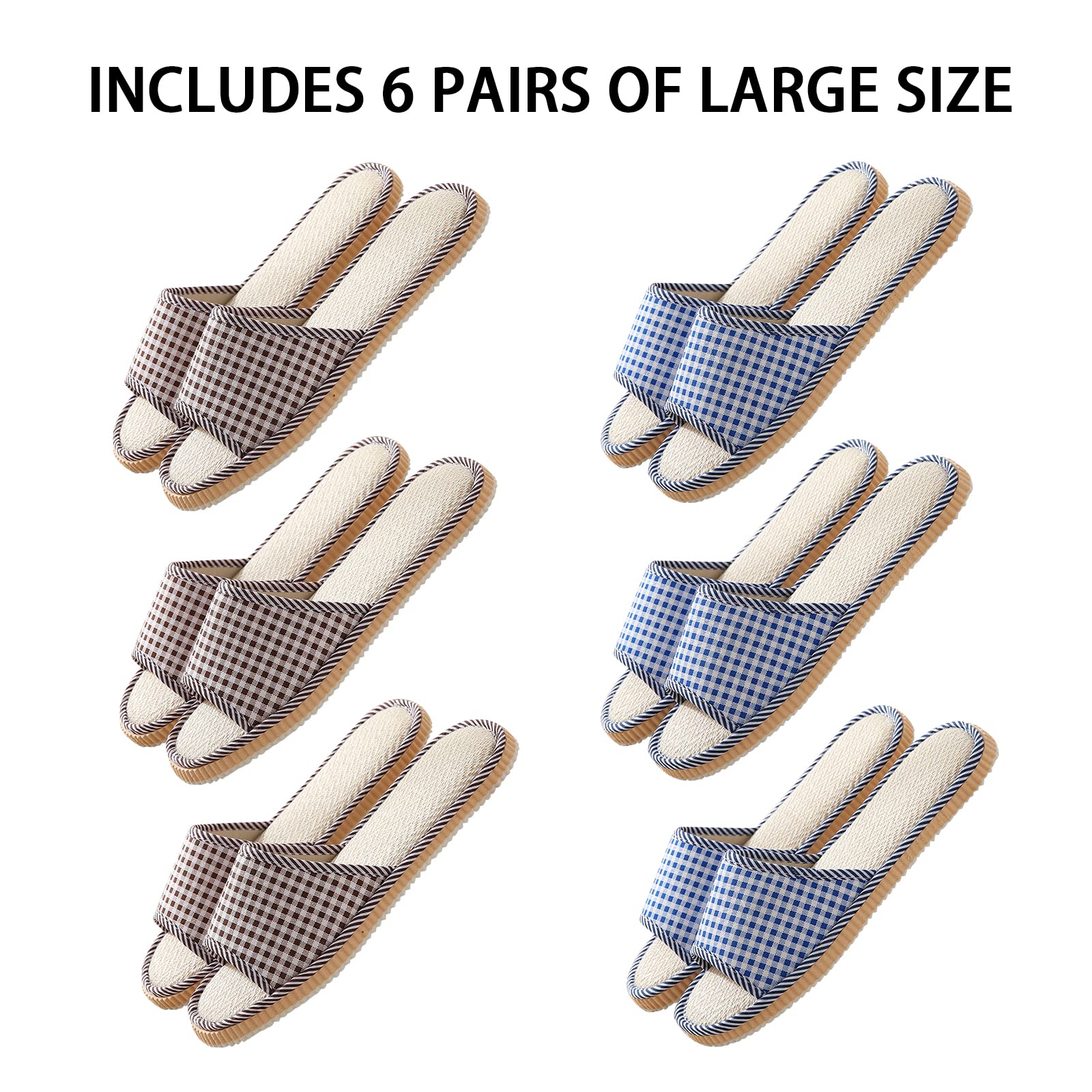 Multi-size pack of Biroris washable house slippers for home and hotel