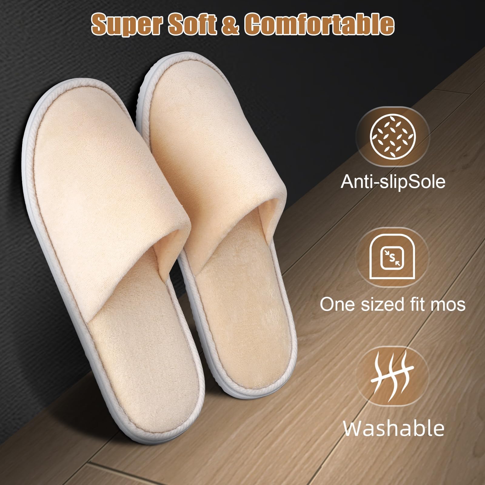 Unisex spa slippers non-slip sole texture