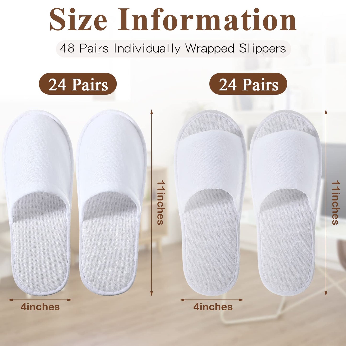 White non-slip disposable hotel slippers for guest use