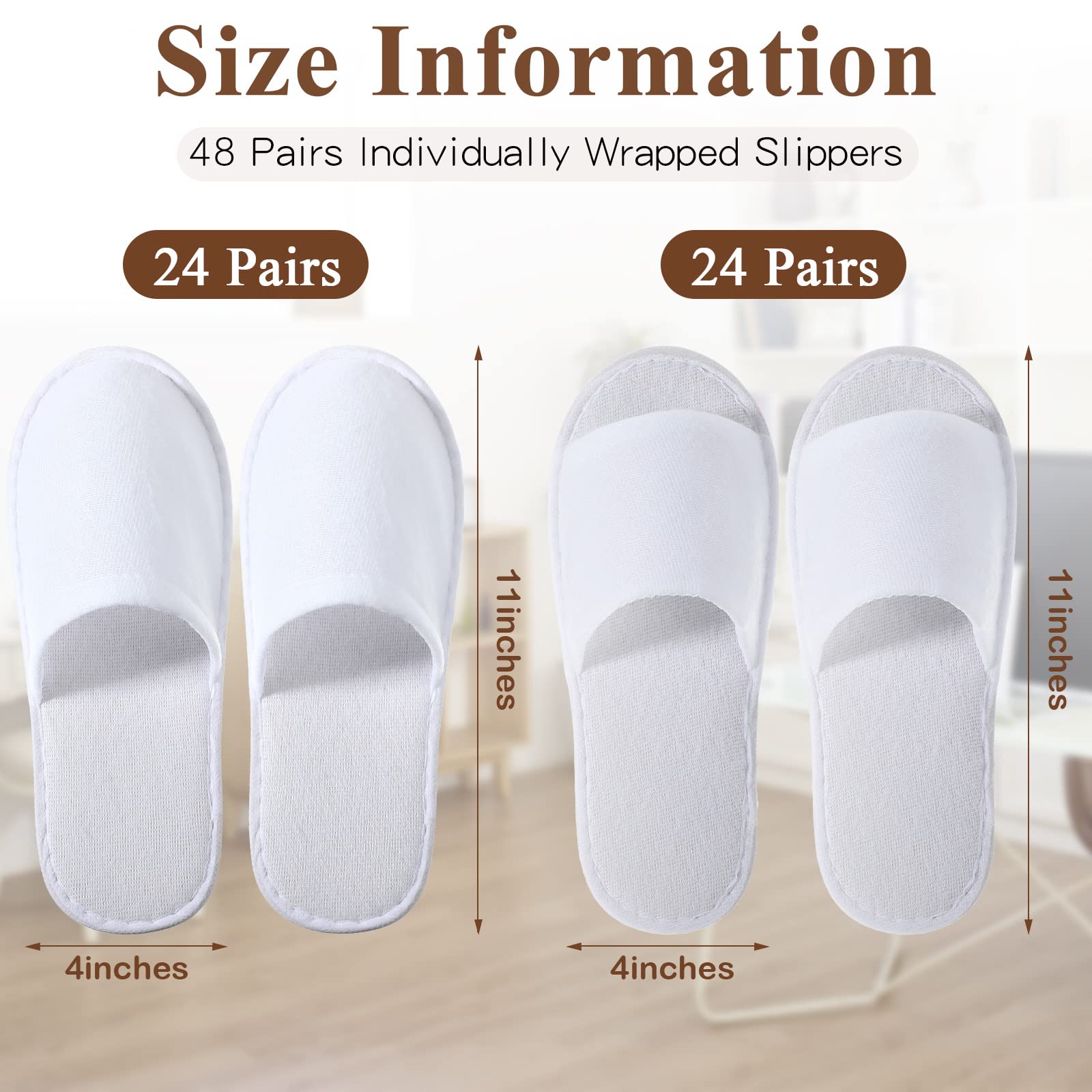 White non-slip disposable hotel slippers for guest use