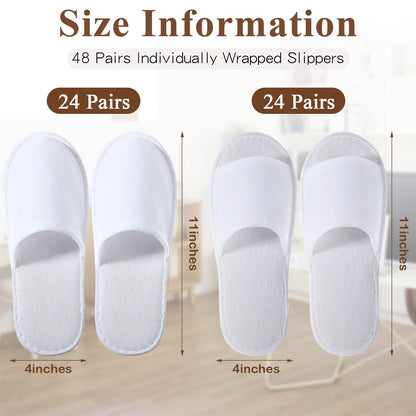 White non-slip disposable hotel slippers for guest use