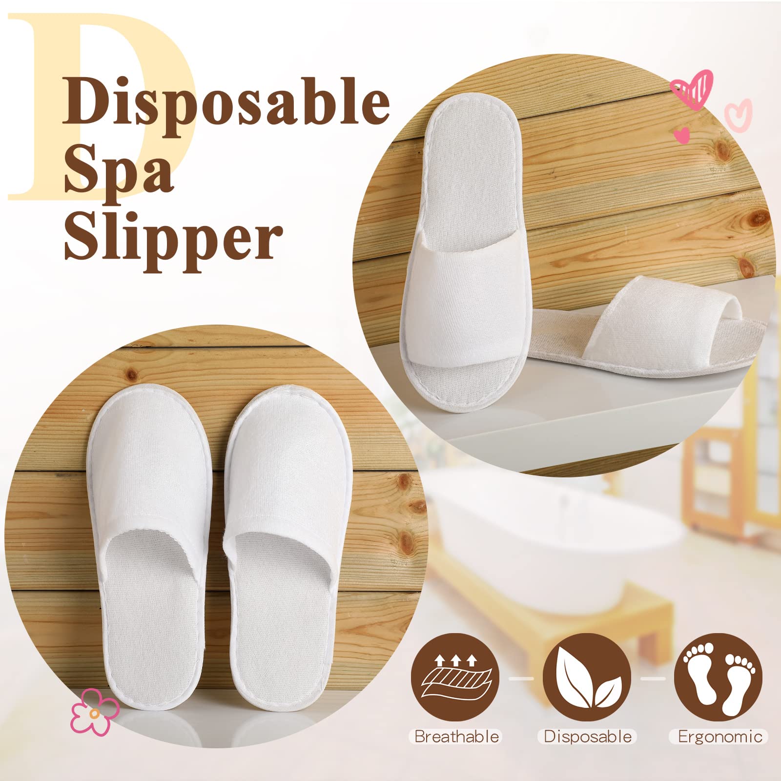 Coume closed toe disposable slippers for travel and home