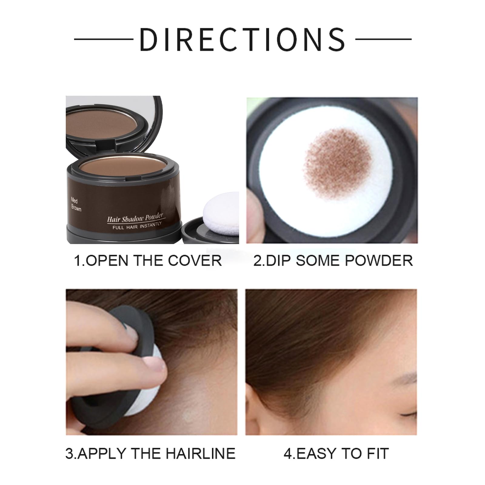 Sweatproof hairline powder for concealing bald spots on men and women