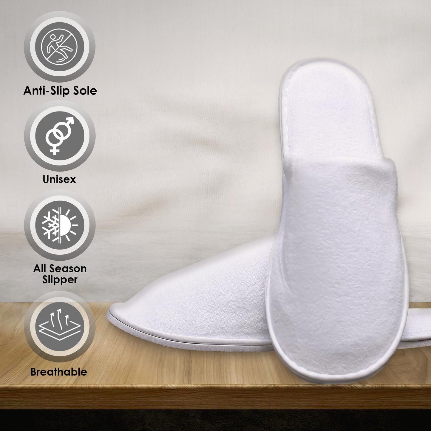 Modlux guest slippers close up highlighting the thick non slip EVA safety sole texture