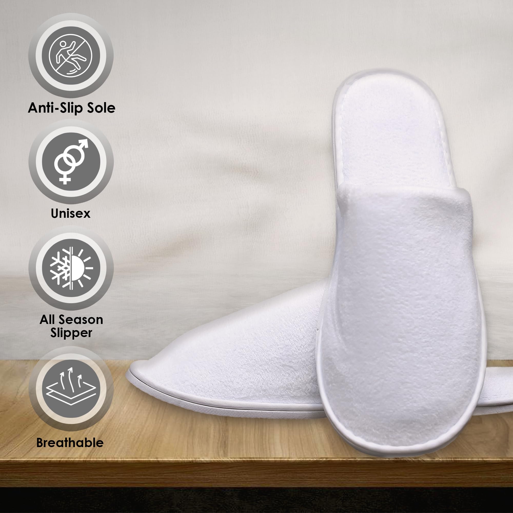 Modlux guest slippers close up highlighting the thick non slip EVA safety sole texture