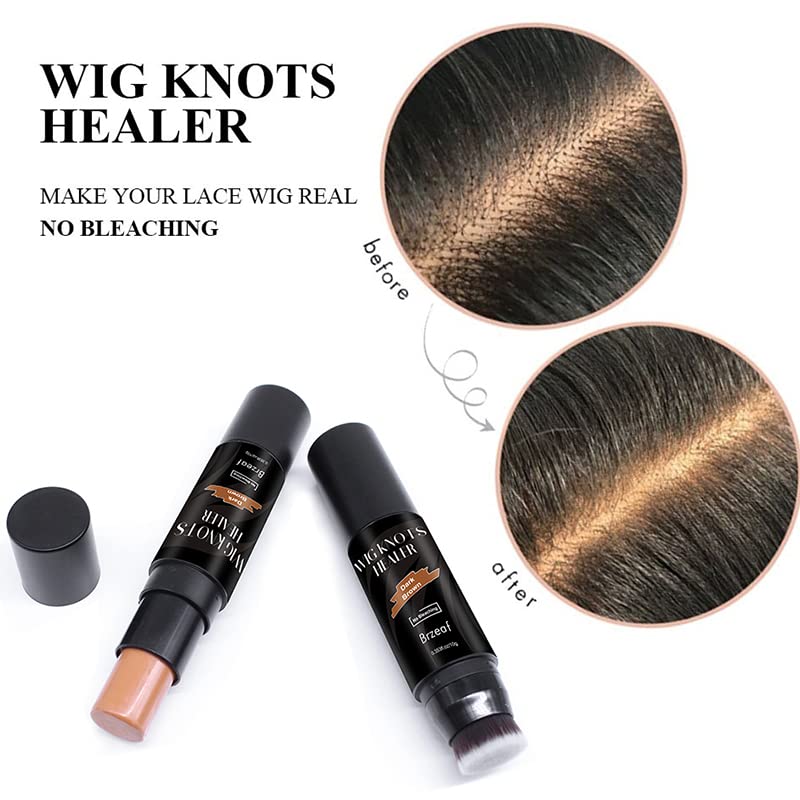 Double sided wig knot healer stick showing the blending brush applicator end