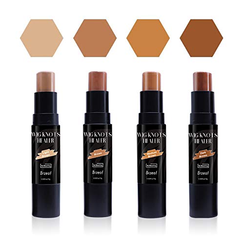Sweatproof wig concealer stick being applied to a lace frontal parting line