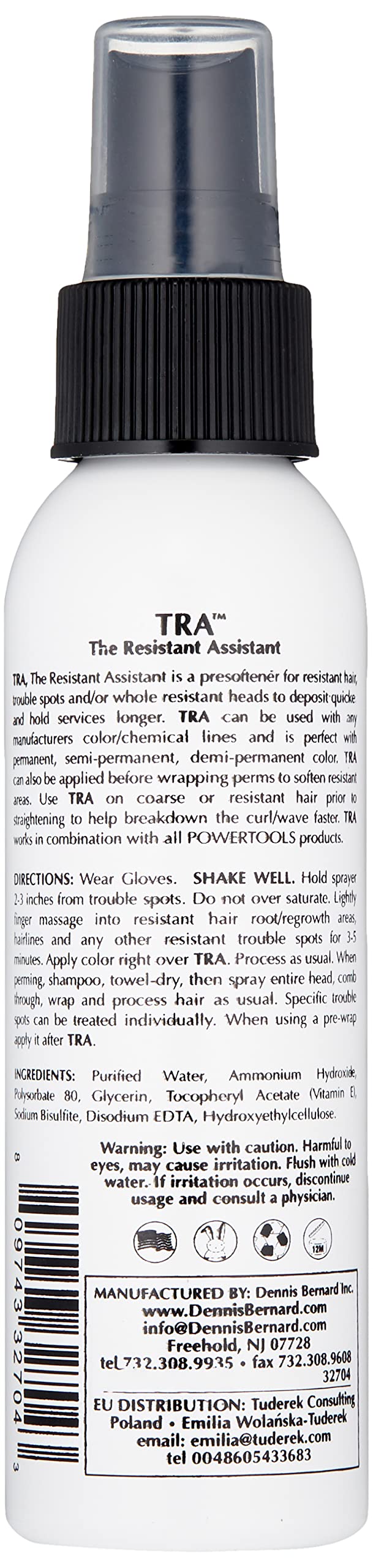 POWERTOOLS TRA hair pre softener spray bottle for stubborn hairline color prep