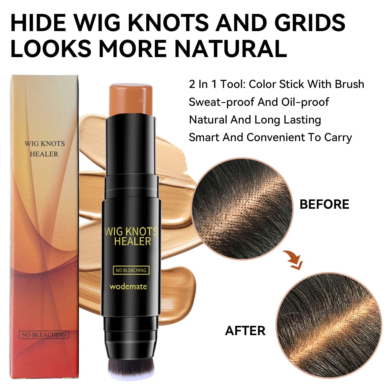 Wodemate lace tint stick with brush end exposed for blending
