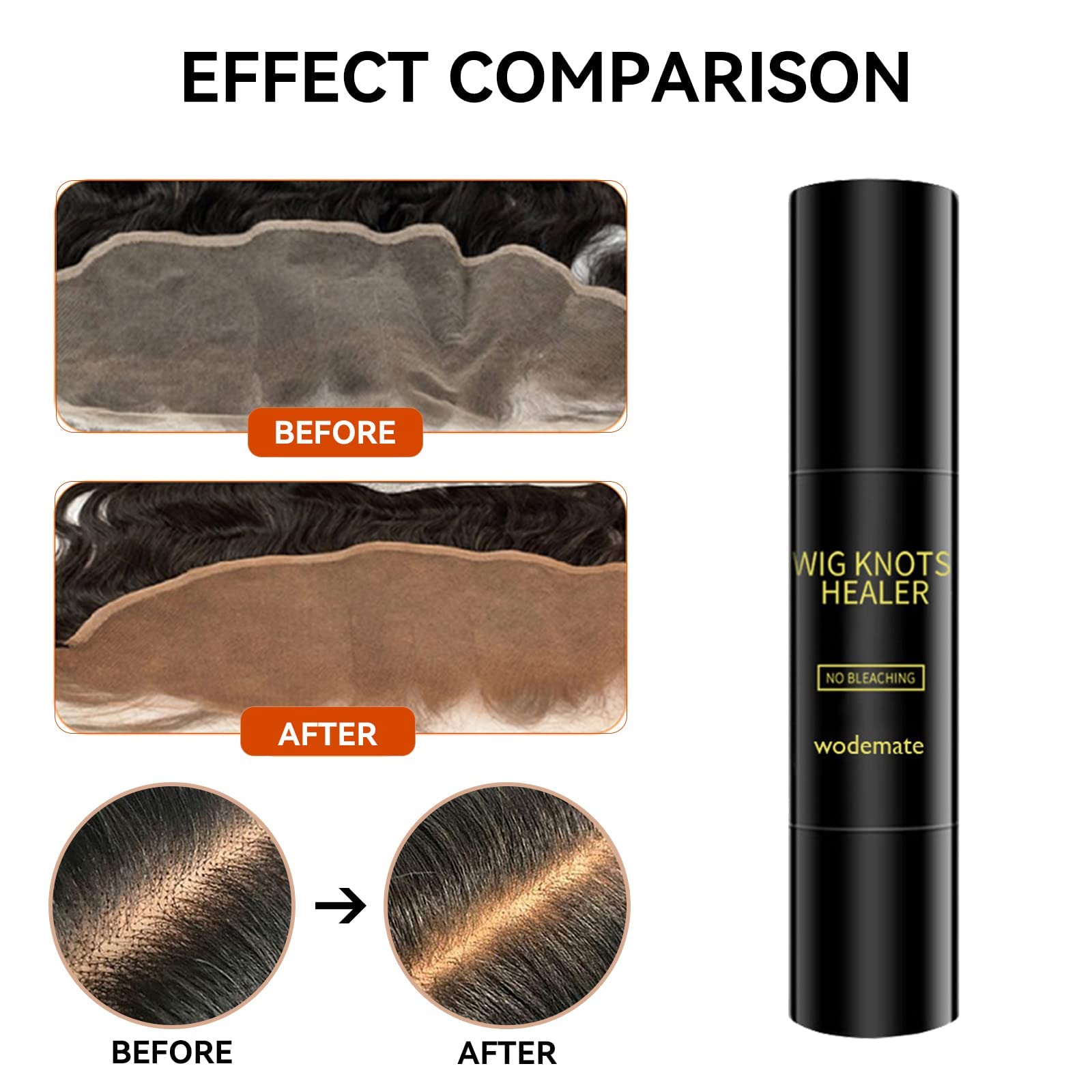 Sweat proof lace wig dye stick applied to frontal part hairline