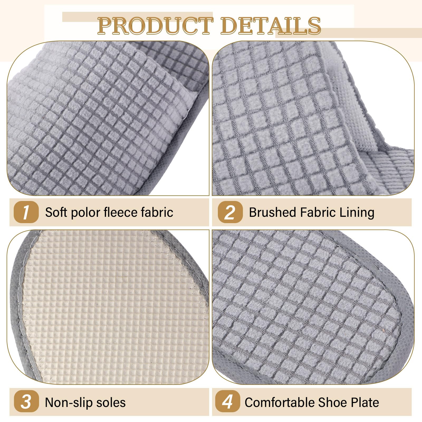 Luxehome open toe slippers stack for home guest room convenience