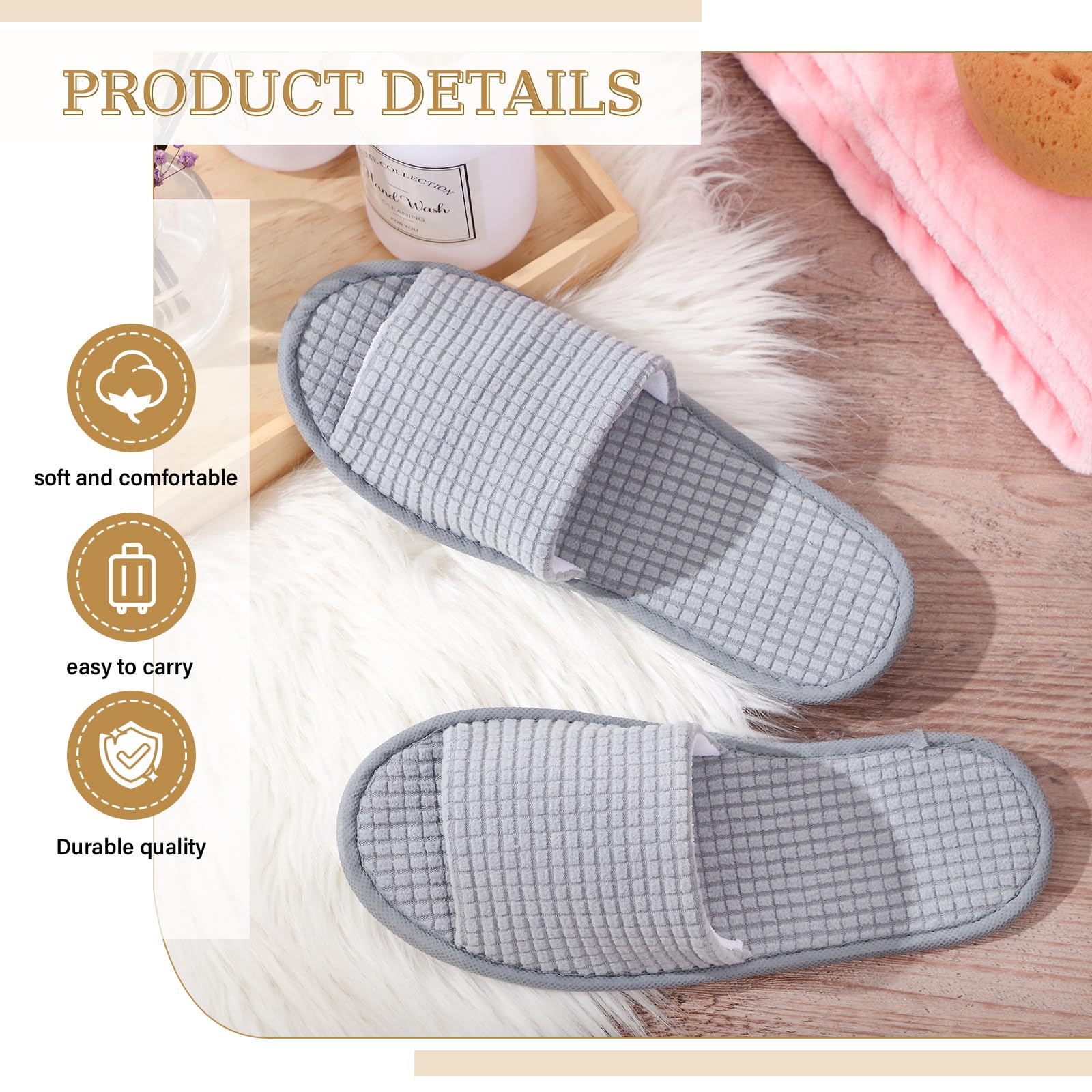 Non-skid sole detail of Luxehome disposable hotel slippers