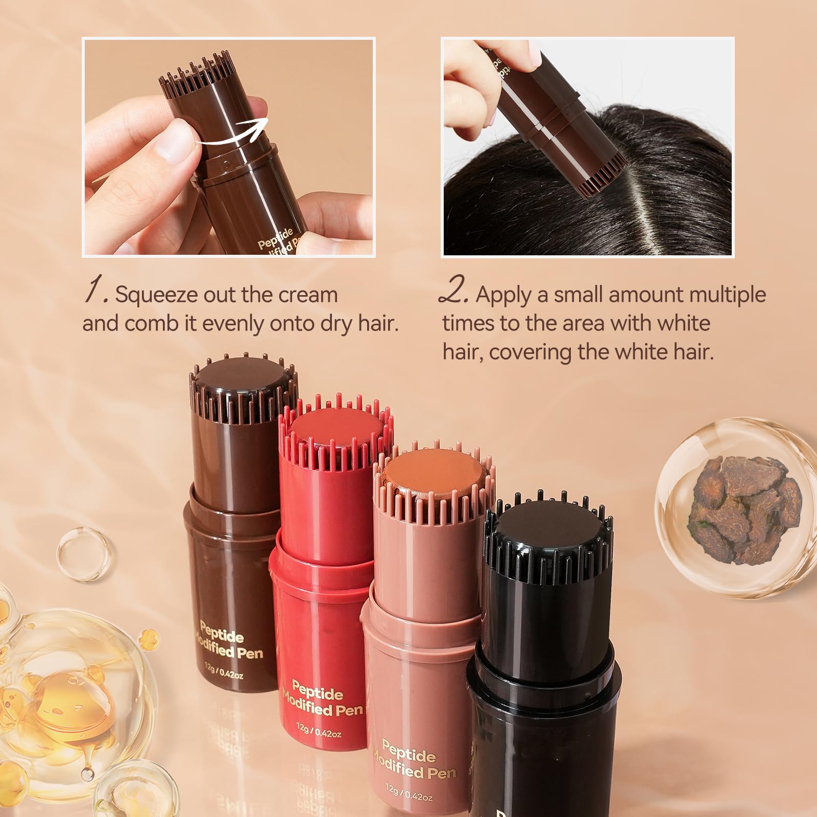 AKARY two in one instant hair dye stick package contents view