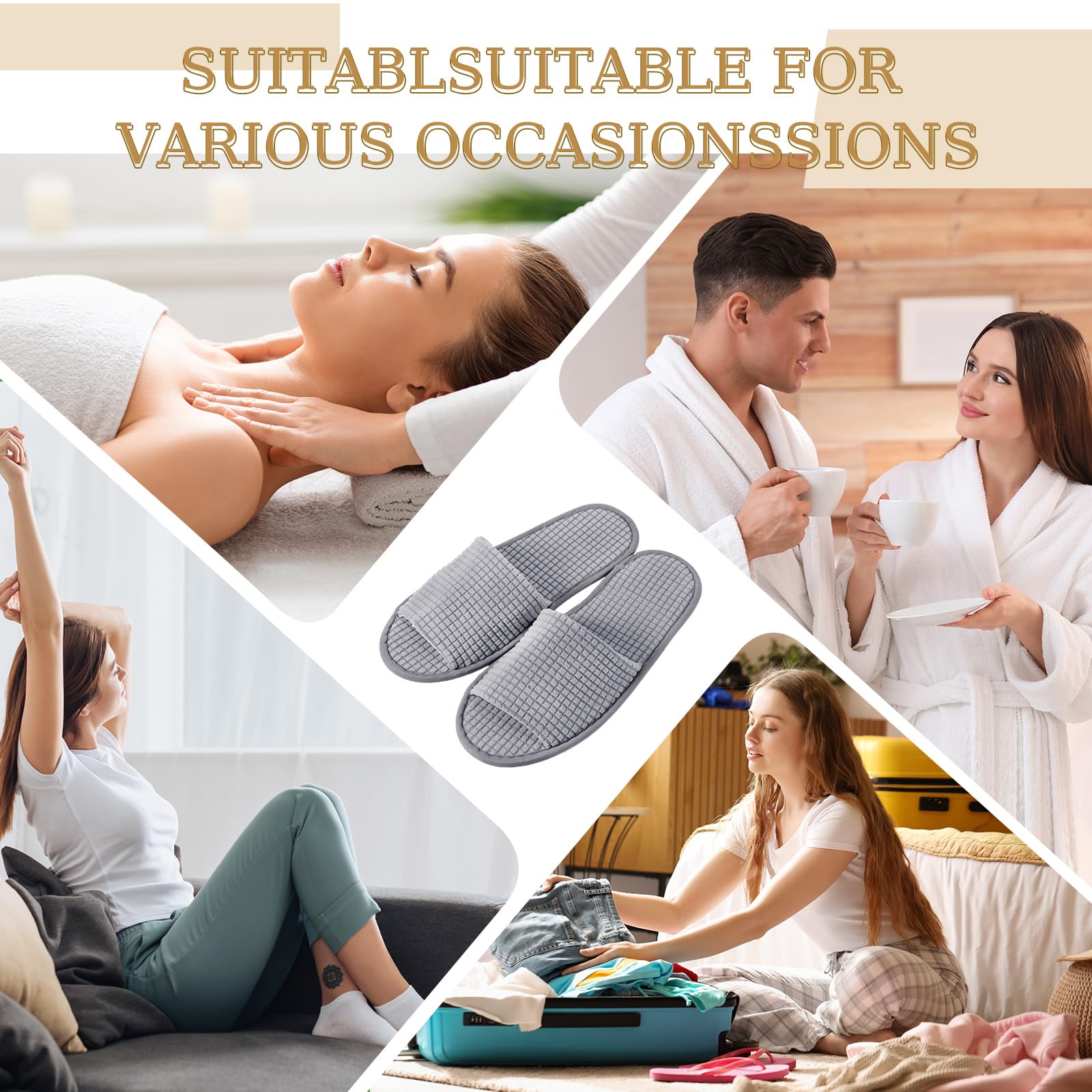 Luxehome disposable spa slippers for travel and home use