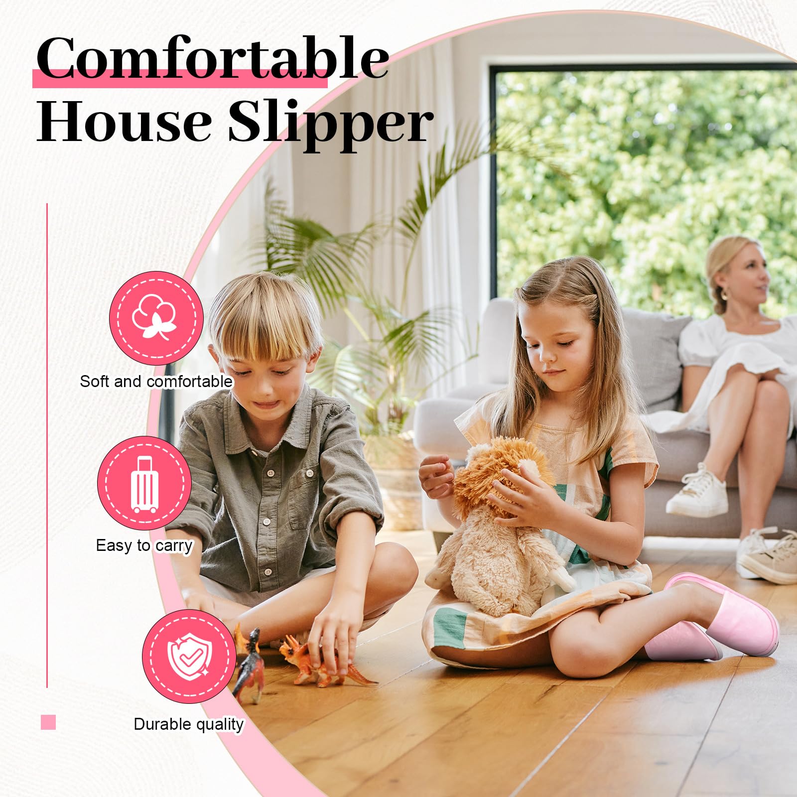 Pink disposable guest slippers for boys and girls
