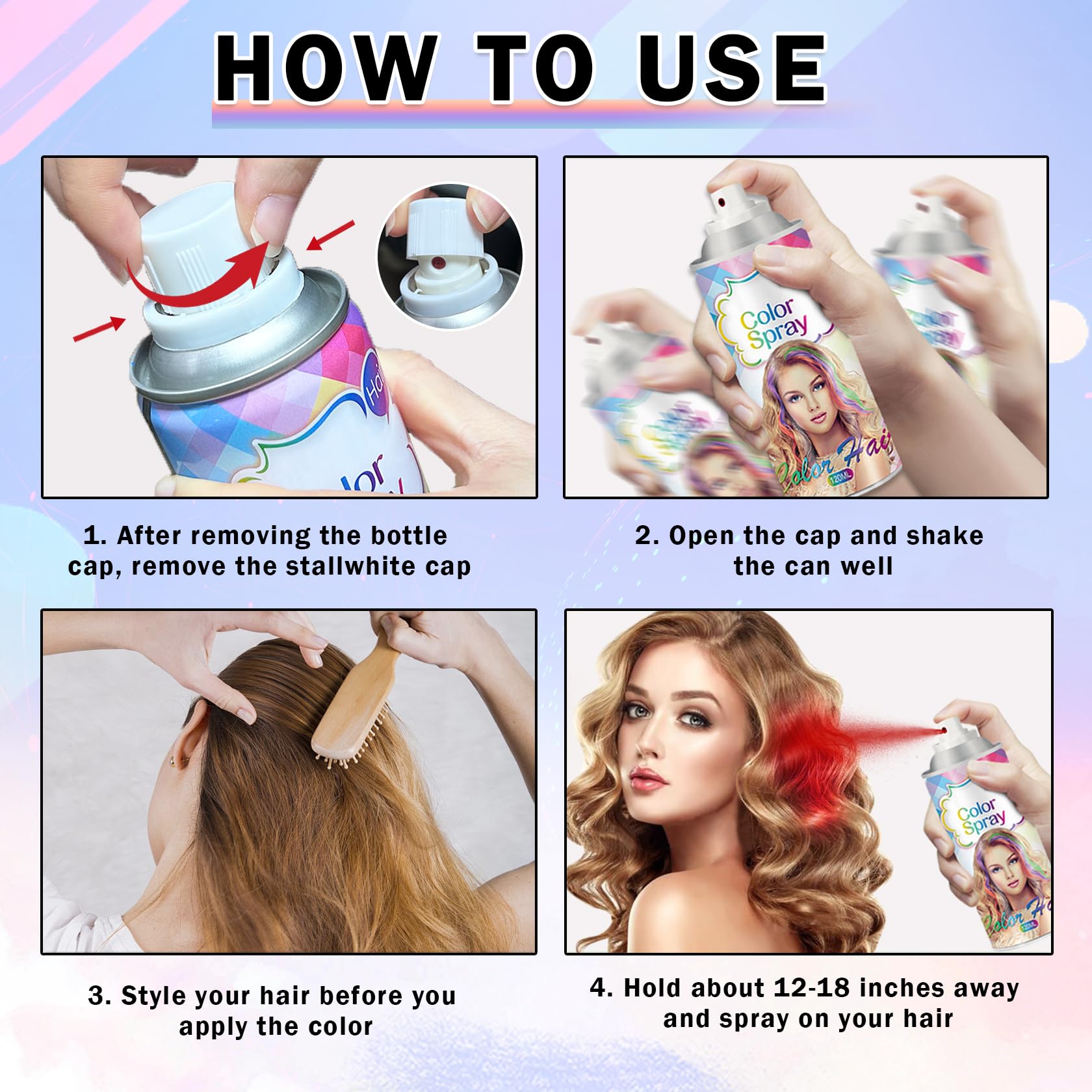 One-time use gray hair spray for Halloween party and cosplay styling