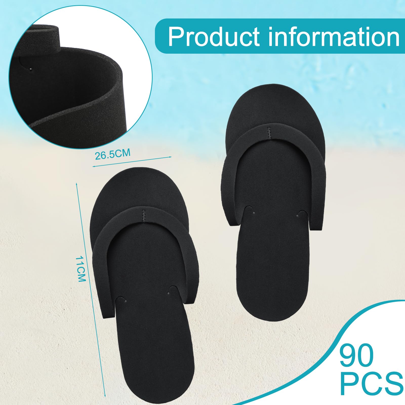 Black foam pedicure sandals for salon use