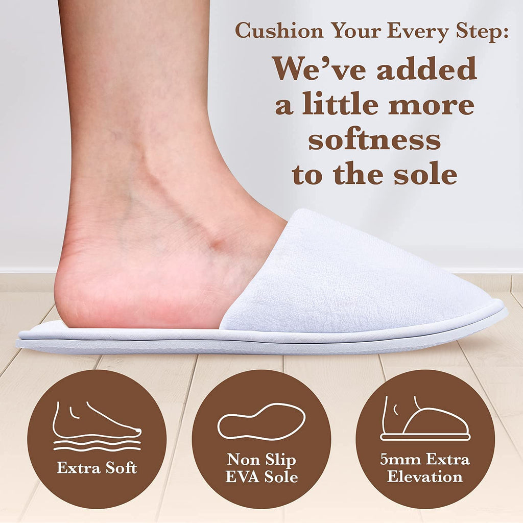 Bulk pack of six pairs of Maji Simply Joyous hotel guest slippers