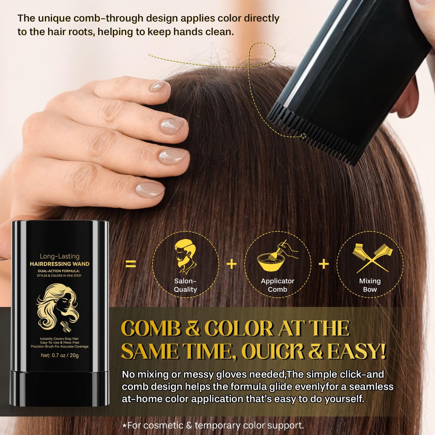 Two pack bundle of the LABJD instant hair coloring stick in light brown color.